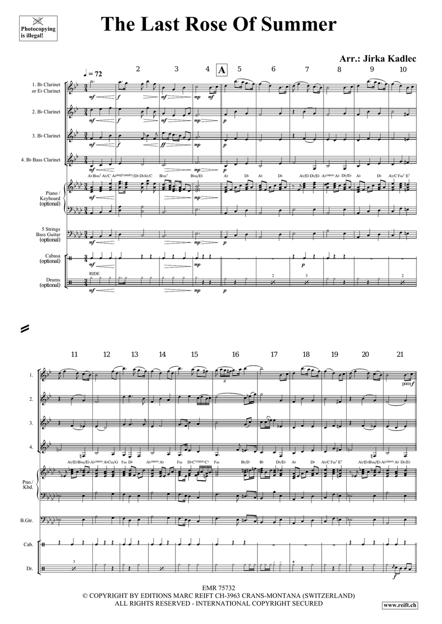 The Last Rose Of Summer The Last Rose Of Summer Clarinet Quartet scores gallery preview page 3