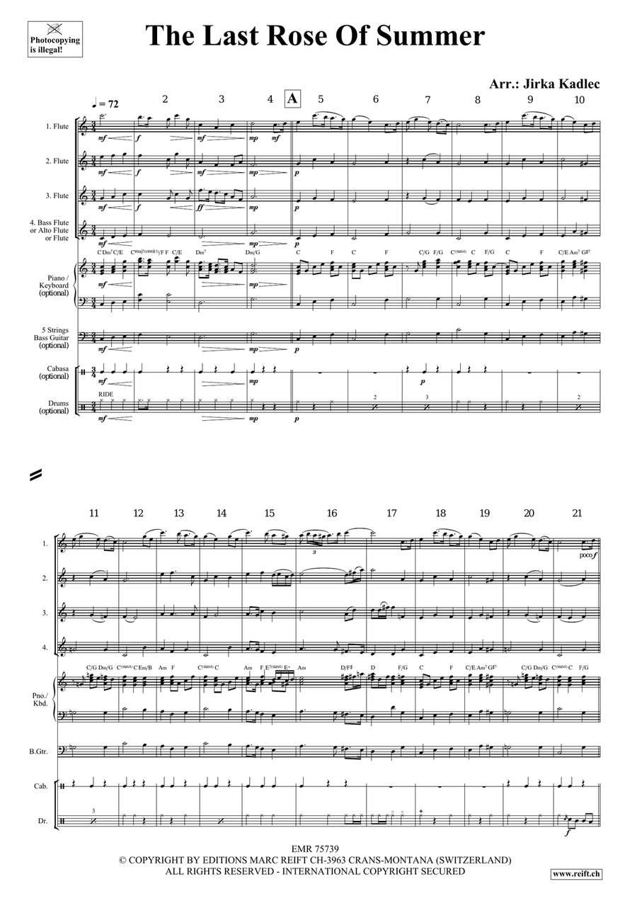The Last Rose Of Summer The Last Rose Of Summer Flute Quartet scores gallery preview page 3