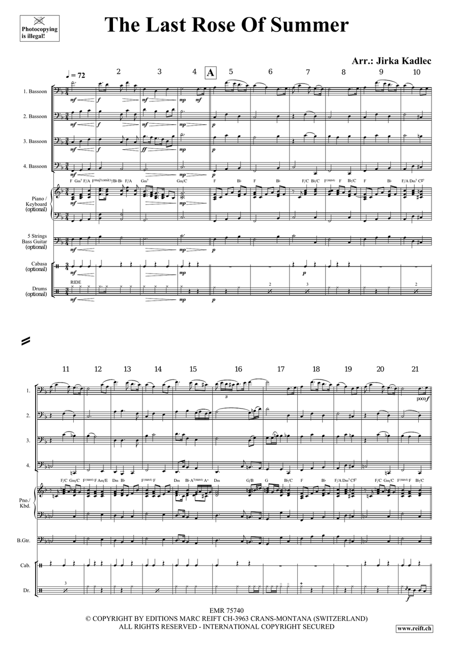 The Last Rose Of Summer The Last Rose Of Summer Bassoon Quartet scores gallery preview page 3