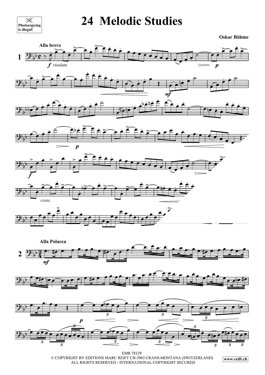 24 Melodic Studies by Oskar Bohme Double Bass - Sheet Music page 3