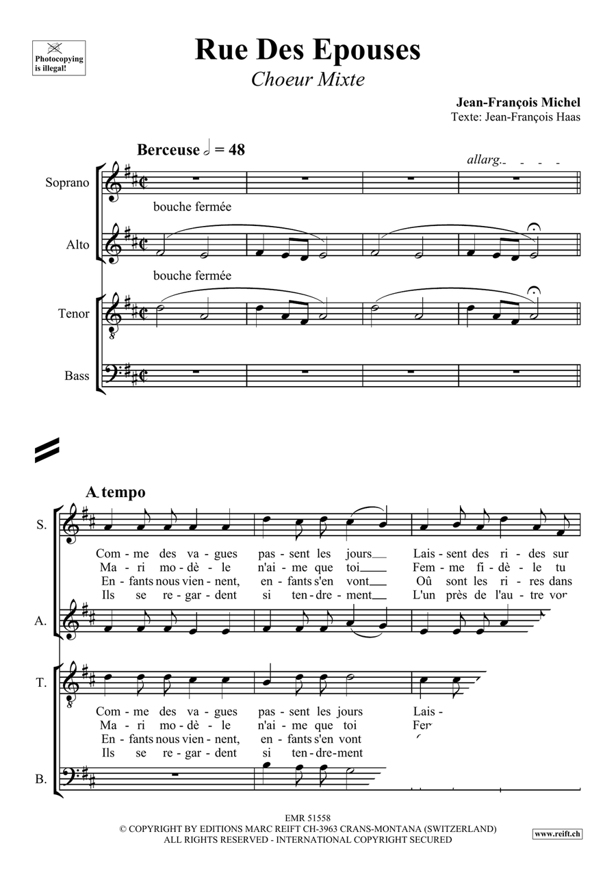 Rue Des Epouses Rue Des Epouses Mixed Choir scores gallery preview page 4