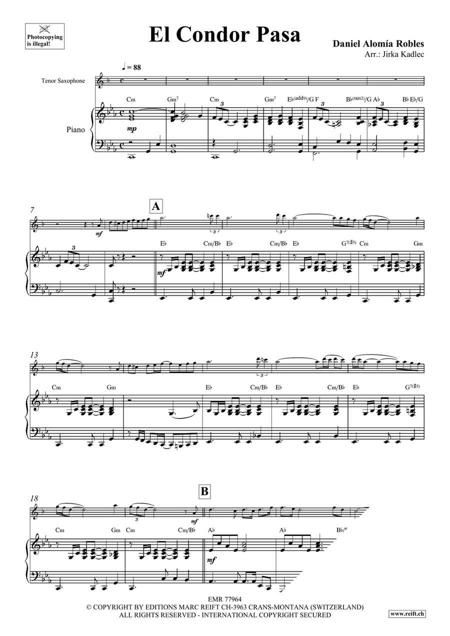 El Condor Pasa El Condor Pasa Tenor Saxophone scores gallery preview page 3