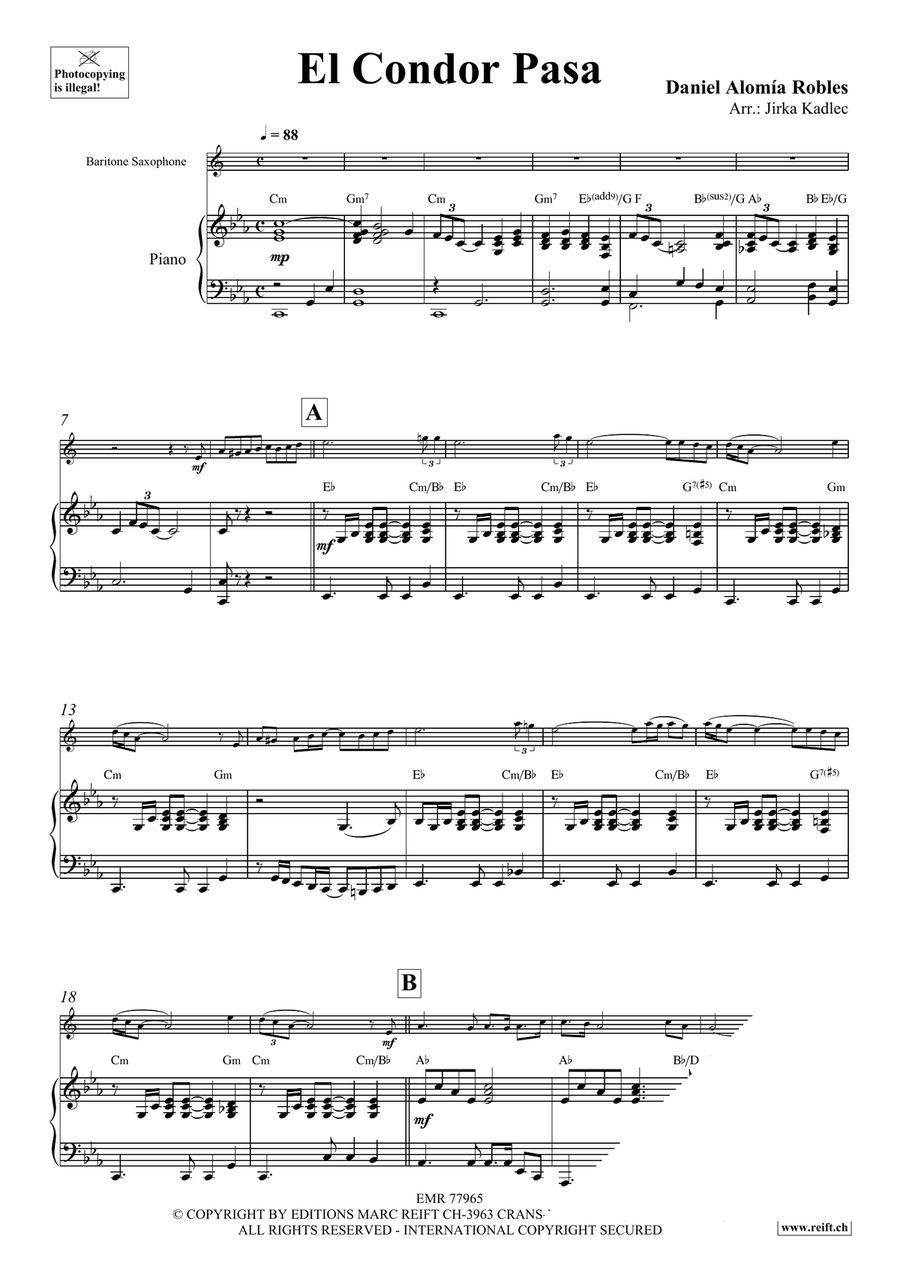 El Condor Pasa El Condor Pasa Baritone Saxophone scores gallery preview page 3