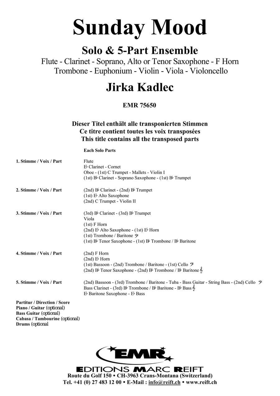 Sunday Mood Sunday Mood Clarinet scores gallery preview page 2
