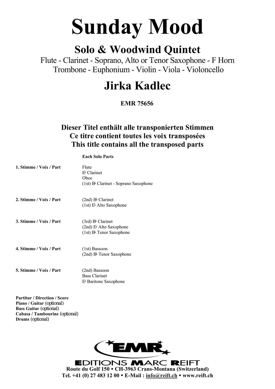 Sunday Mood Sunday Mood Woodwind Quintet scores gallery preview page 2