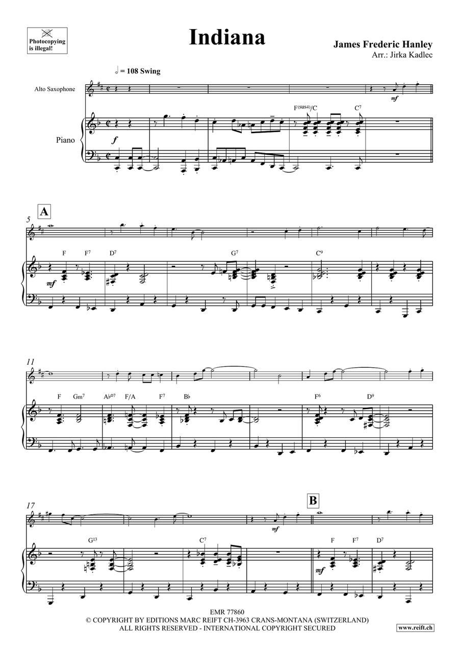 Indiana by Jirka Kadlec Alto Saxophone - Sheet Music page 4