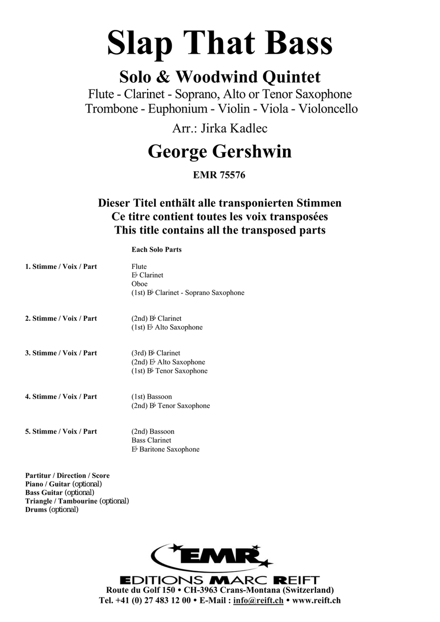 Slap That Bass Slap That Bass Woodwind Quintet scores gallery preview page 2