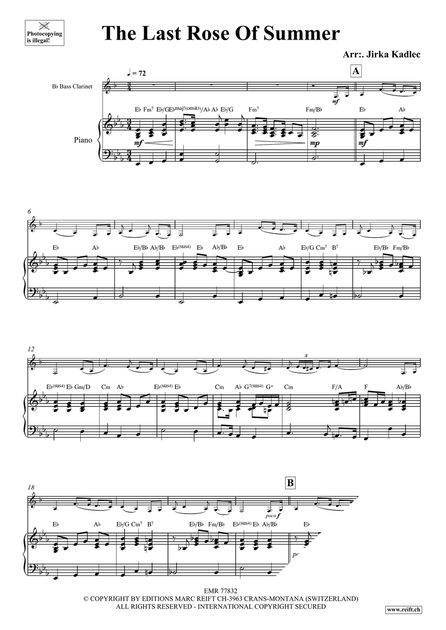 The Last Rose Of Summer The Last Rose Of Summer Bass Clarinet scores gallery preview page 3