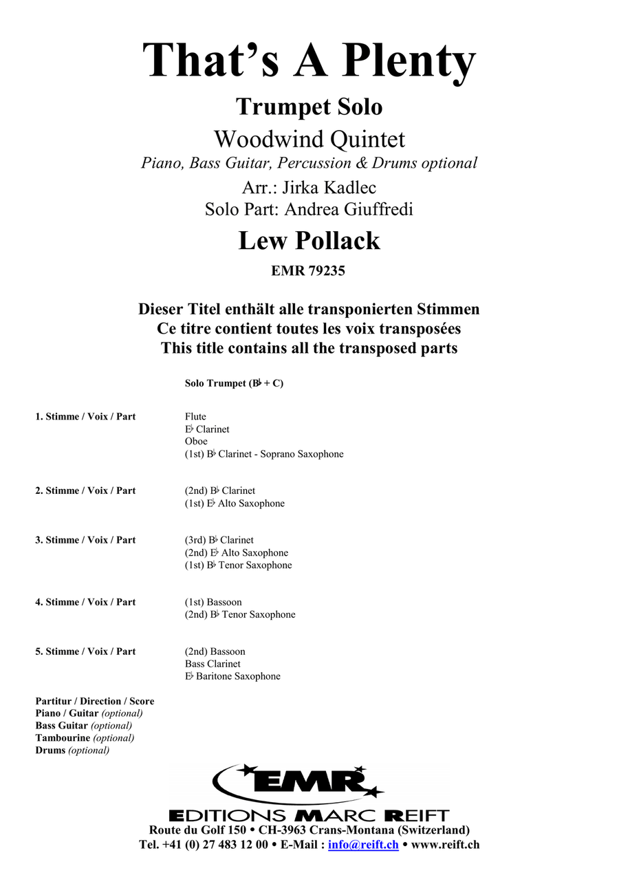 That's A Plenty That's A Plenty Woodwind Quintet scores gallery preview page 2