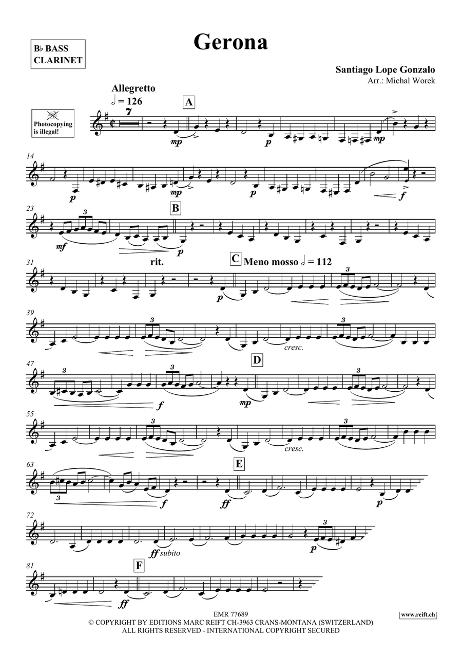 Gerona Gerona Bass Clarinet scores gallery preview page 3