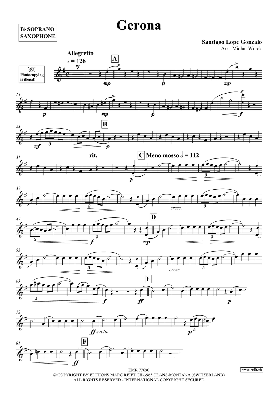 Gerona Gerona Soprano Saxophone scores gallery preview page 3