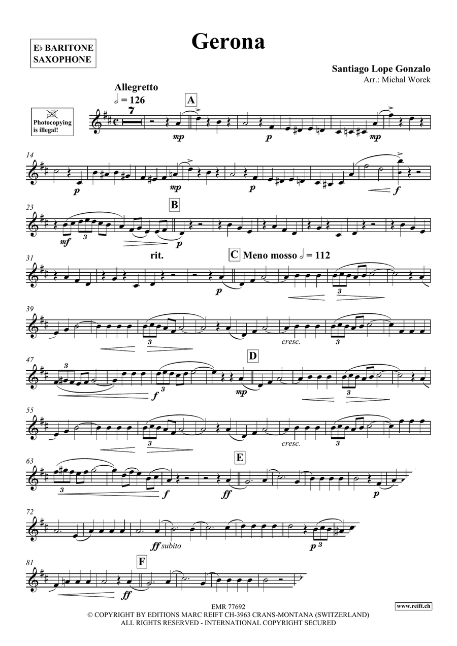 Gerona Gerona Baritone Saxophone scores gallery preview page 3