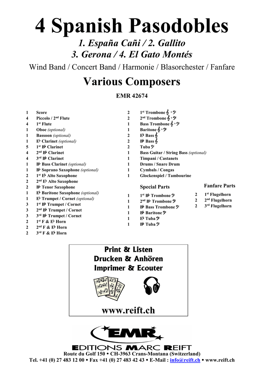4 Spanish Pasodobles 4 Spanish Pasodobles Concert Band scores gallery preview page 2