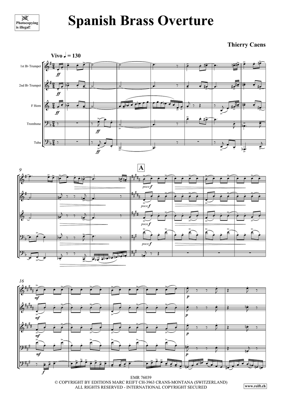 Spanish Brass Overture Spanish Brass Overture Brass Quintet scores gallery preview page 3