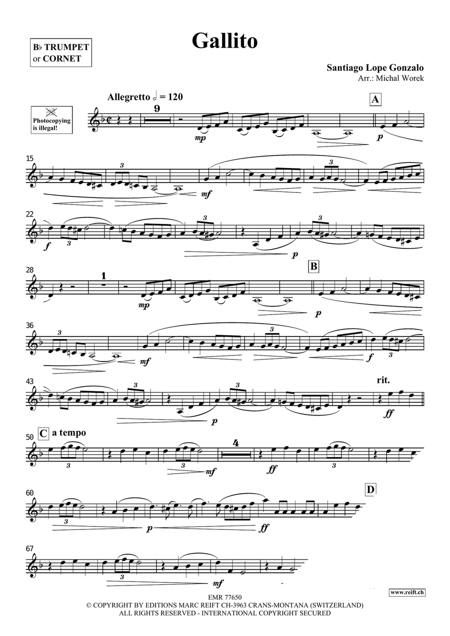 Gallito Gallito Cornet scores gallery preview page 3