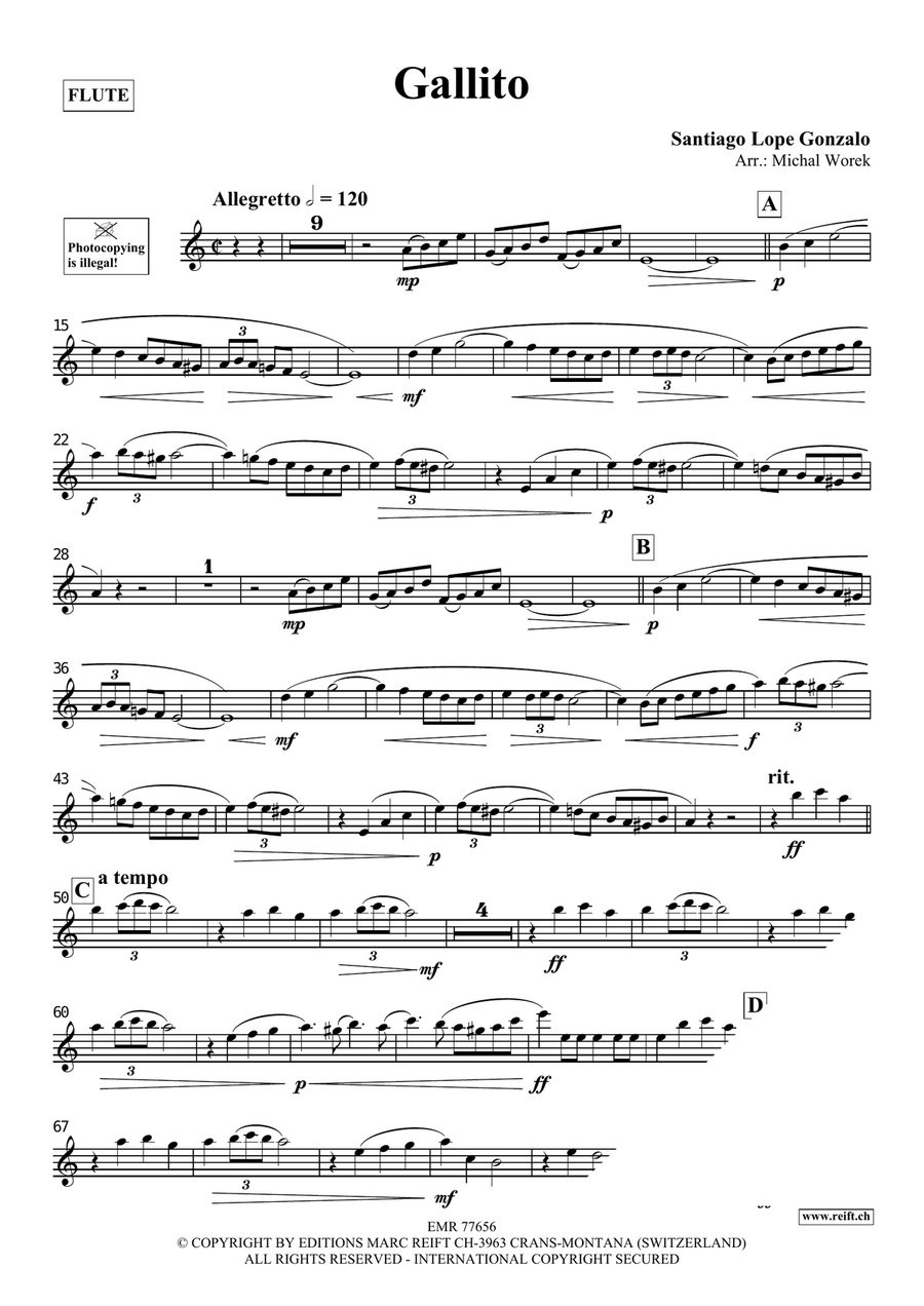 Gallito Gallito Flute Solo scores gallery preview page 3