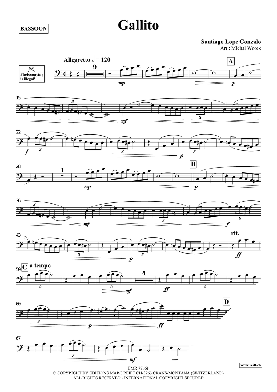 Gallito Gallito Bassoon Solo scores gallery preview page 3