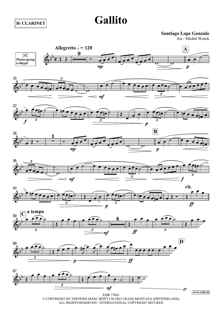 Gallito Gallito Clarinet Solo scores gallery preview page 3