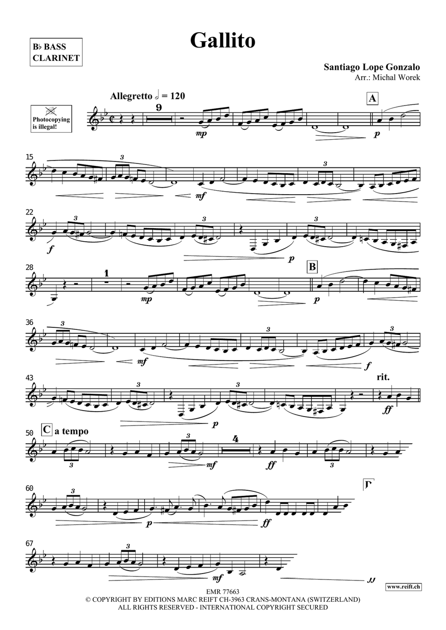Gallito Gallito Bass Clarinet scores gallery preview page 3