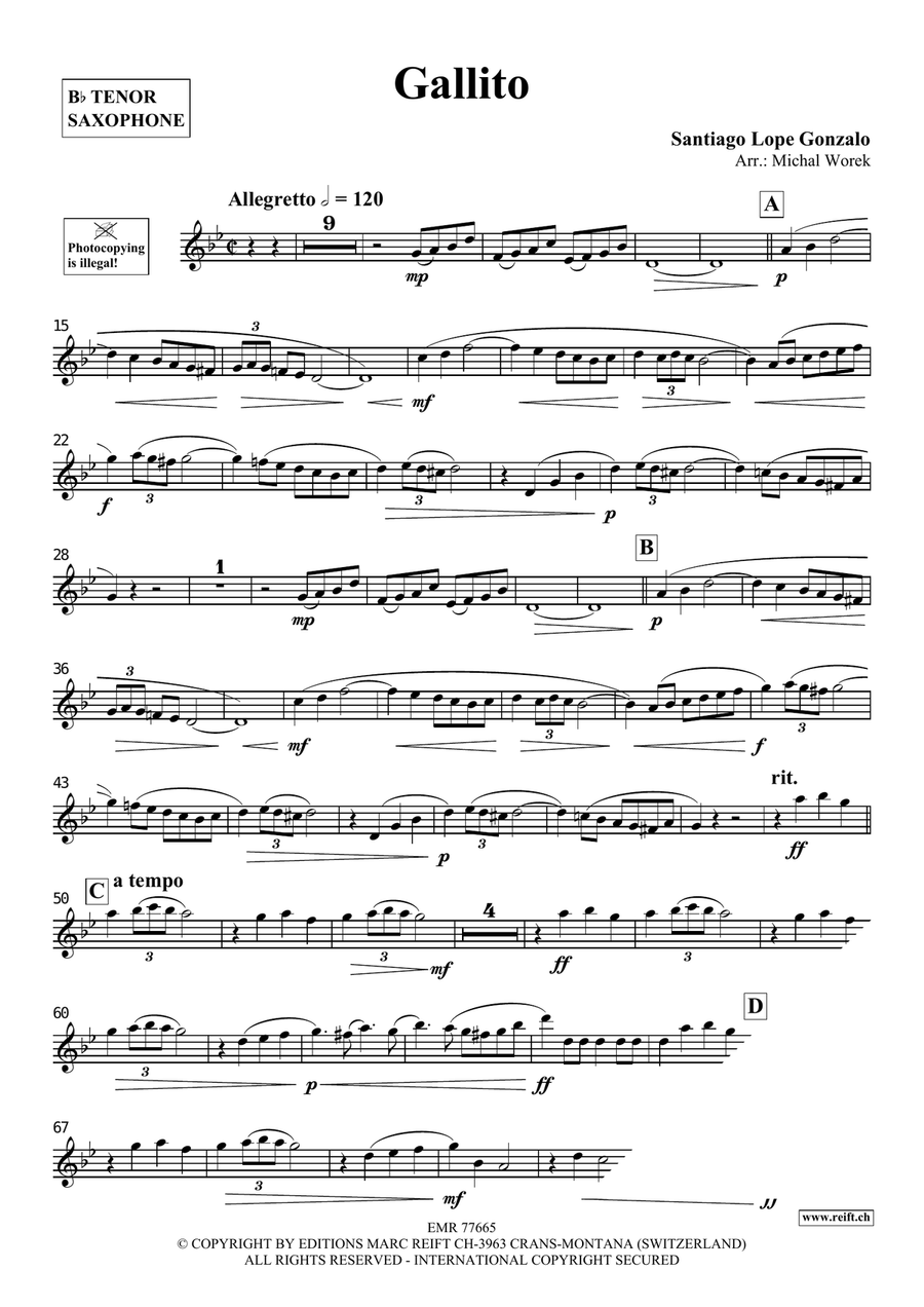 Gallito Gallito Tenor Saxophone scores gallery preview page 3