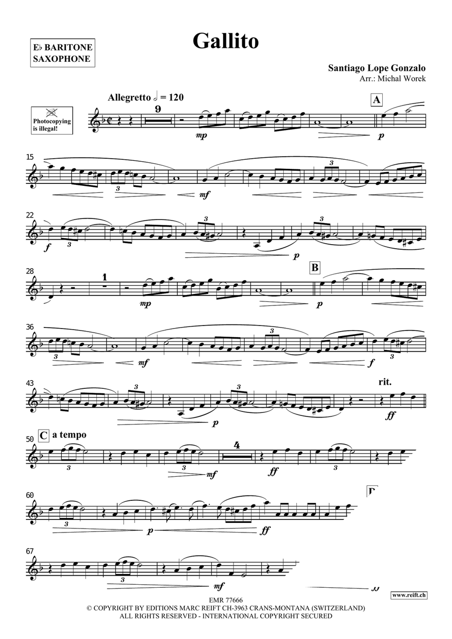Gallito Gallito Baritone Saxophone scores gallery preview page 3