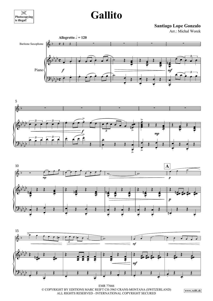 Gallito Gallito Baritone Saxophone scores gallery preview page 4