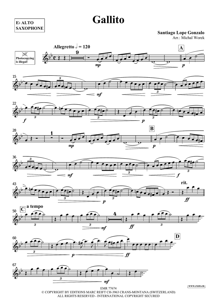 Gallito Gallito Alto Saxophone scores gallery preview page 3