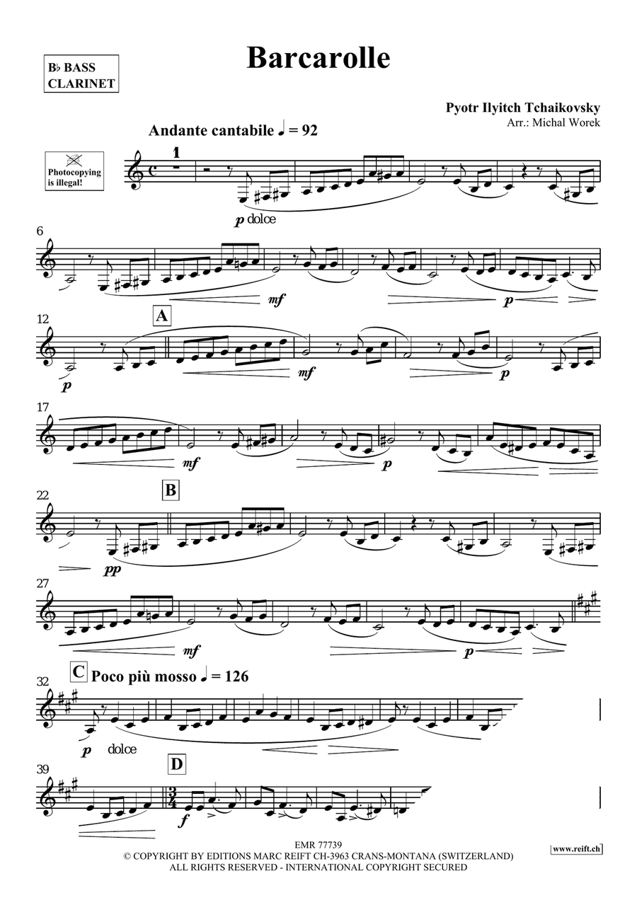 Barcarolle Barcarolle Bass Clarinet scores gallery preview page 3