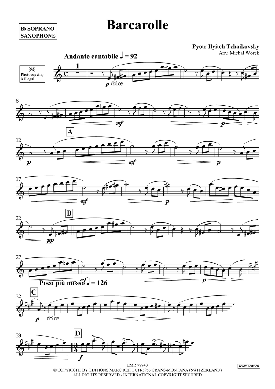 Barcarolle Barcarolle Soprano Saxophone scores gallery preview page 3