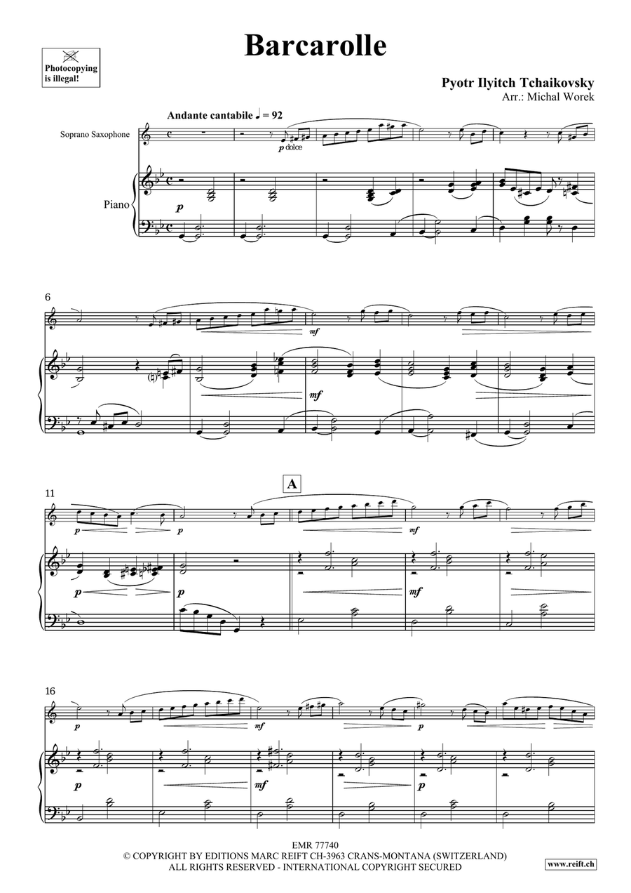 Barcarolle Barcarolle Soprano Saxophone scores gallery preview page 4