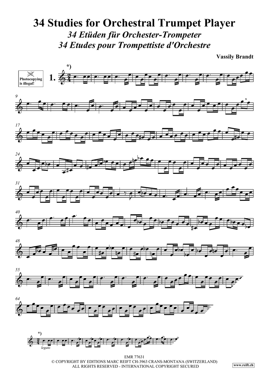 34 Studies for Orchestral Trumpet Player Score scores gallery preview page 3