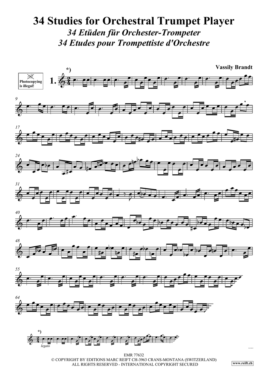 34 Studies for Orchestral Trumpet Player Score scores gallery preview page 3