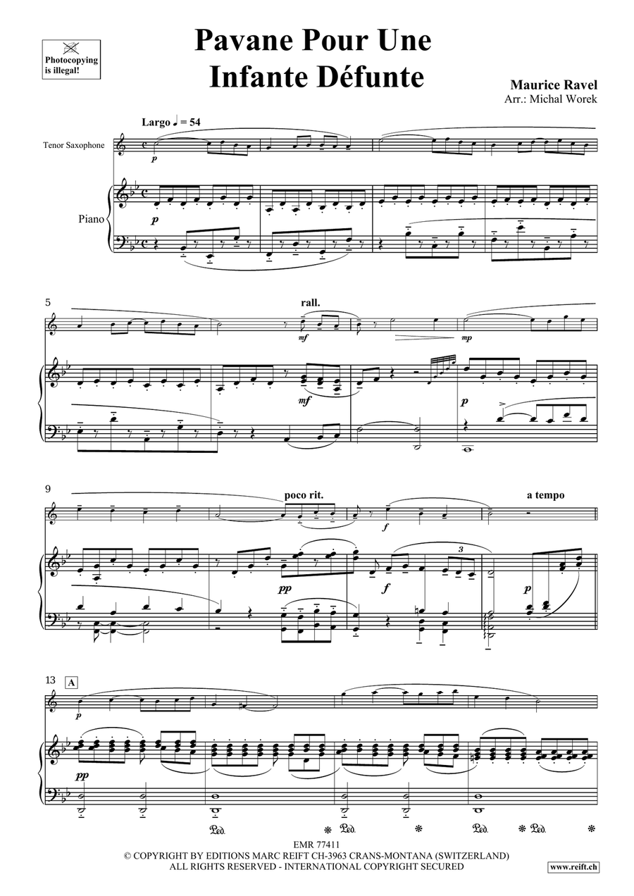 Pavane Pour Une Infante Défunte Tenor Saxophone scores gallery preview page 3
