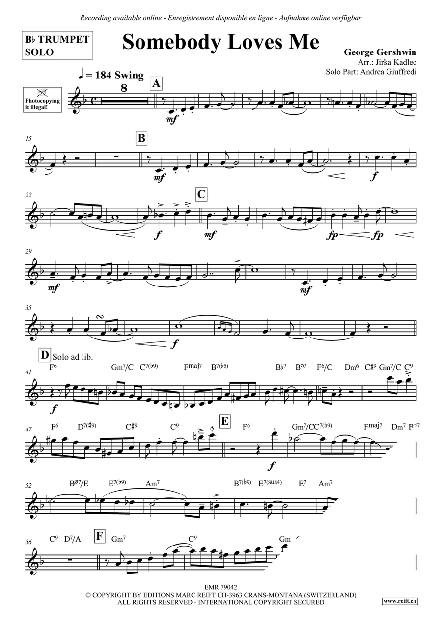 Somebody Loves Me Somebody Loves Me Trumpet Solo scores gallery preview page 4
