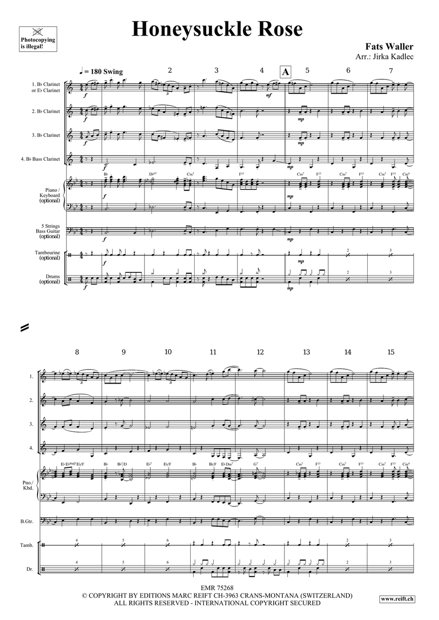 Honeysuckle Rose Honeysuckle Rose Clarinet Quartet scores gallery preview page 3
