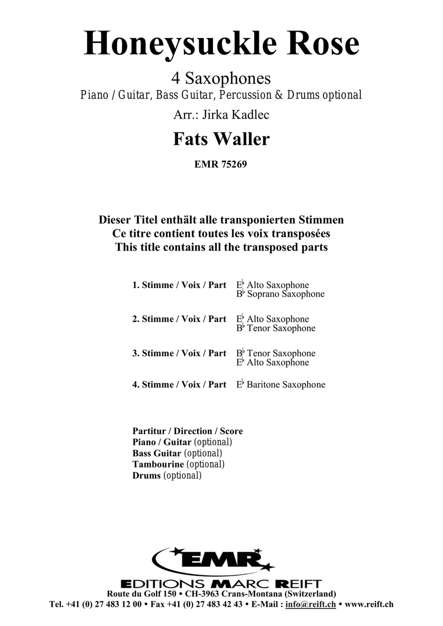 Honeysuckle Rose Honeysuckle Rose Saxophone Quartet scores gallery preview page 2