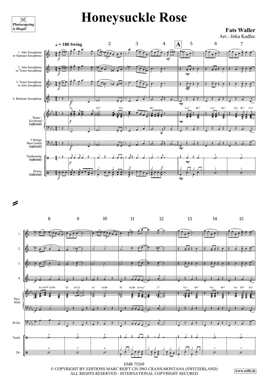 Honeysuckle Rose Honeysuckle Rose Saxophone Quartet scores gallery preview page 3