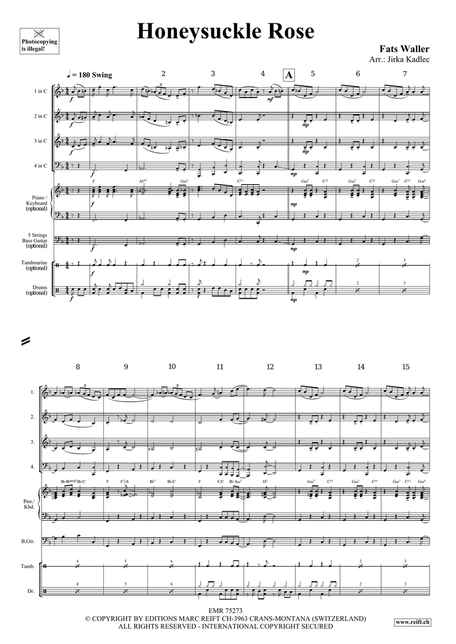 Honeysuckle Rose Honeysuckle Rose Brass Quartet scores gallery preview page 3