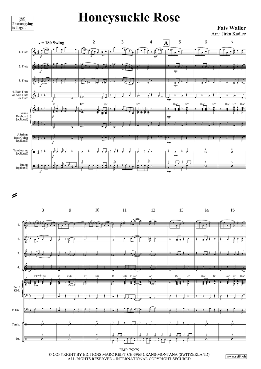 Honeysuckle Rose Honeysuckle Rose Flute Quartet scores gallery preview page 3