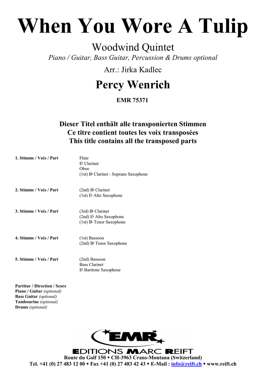 When You Wore A Tulip Woodwind Quintet scores gallery preview page 2