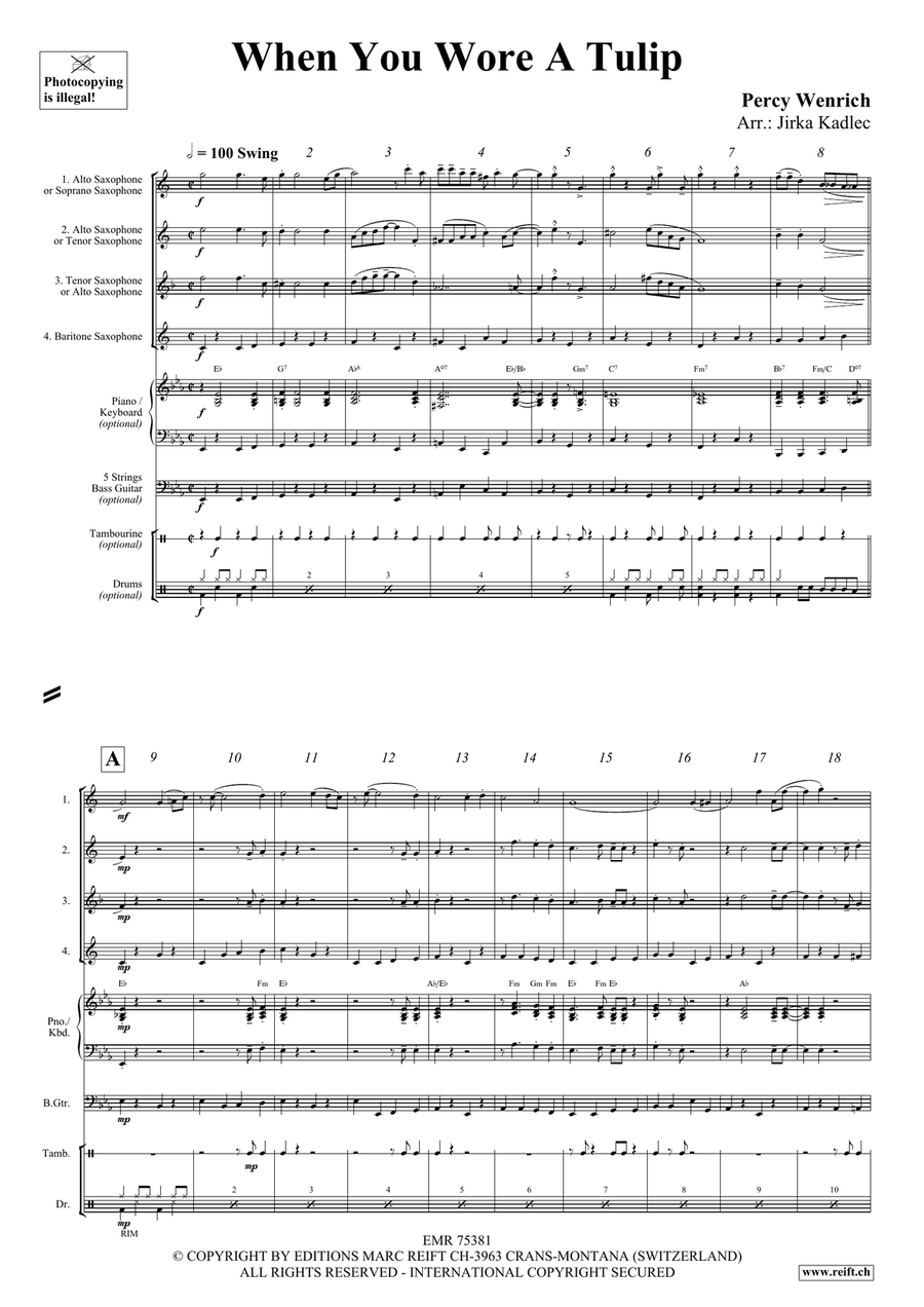 When You Wore A Tulip Saxophone Quartet scores gallery preview page 3
