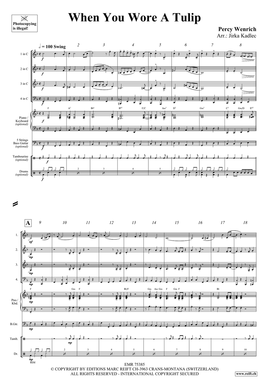 When You Wore A Tulip Brass Quartet scores gallery preview page 3