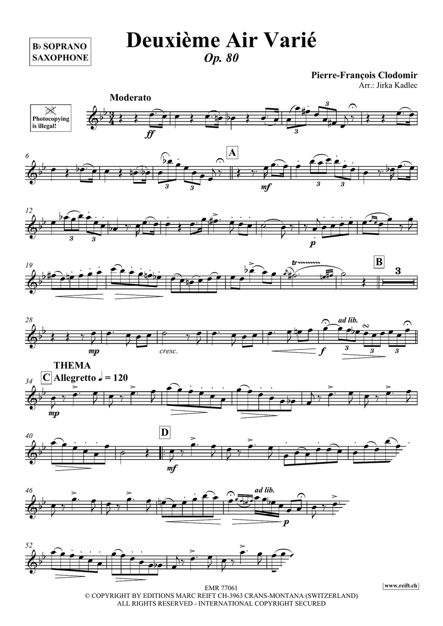 Deuxième Air Varié Deuxième Air Varié Soprano Saxophone scores gallery preview page 3