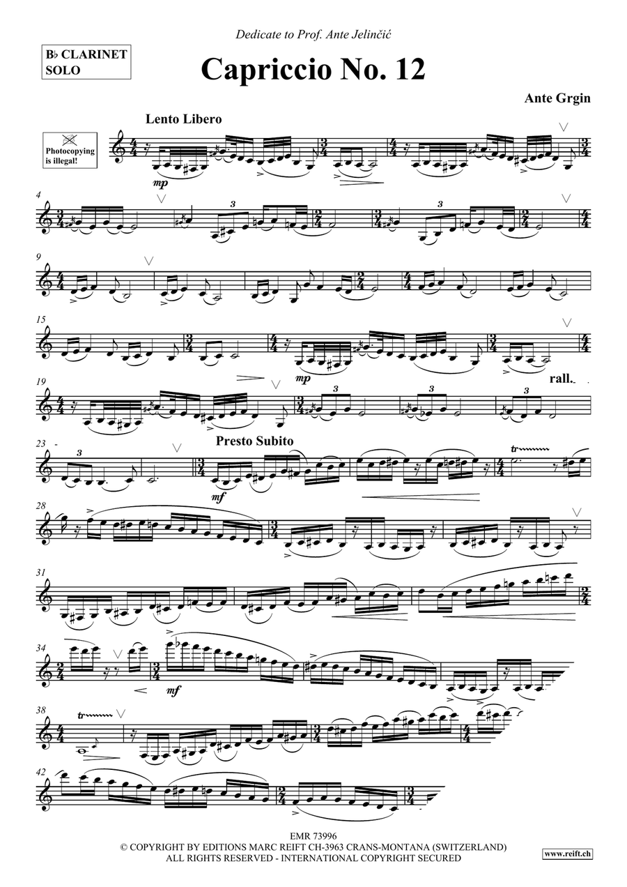 Capriccio No. 12 Capriccio No. 12 Clarinet Solo scores gallery preview page 4