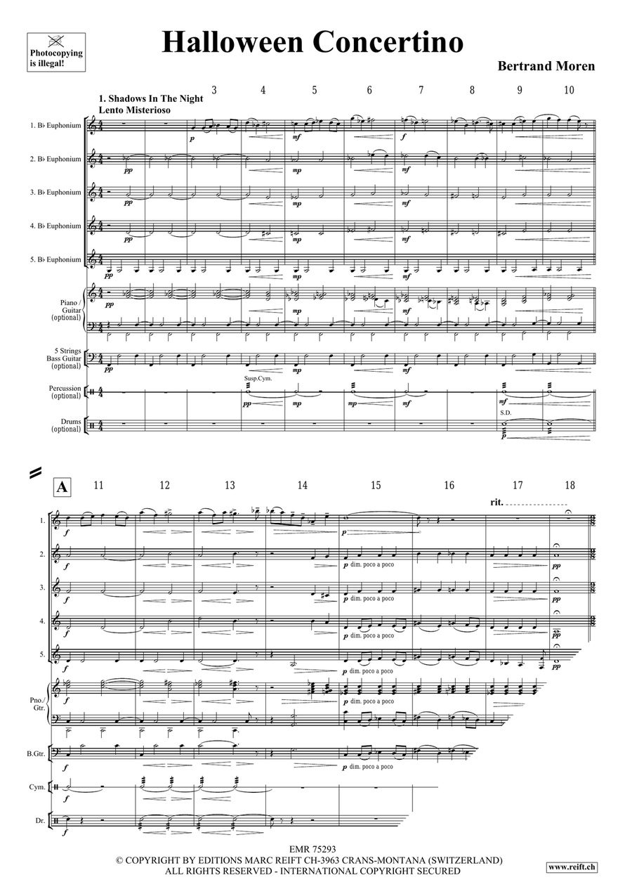 Halloween Concertino by Bertrand Moren Euphonium Quintet - Sheet Music page 4