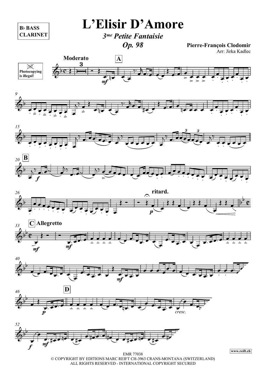 L'Elisir D'Amore L'Elisir D'Amore Bass Clarinet scores gallery preview page 3