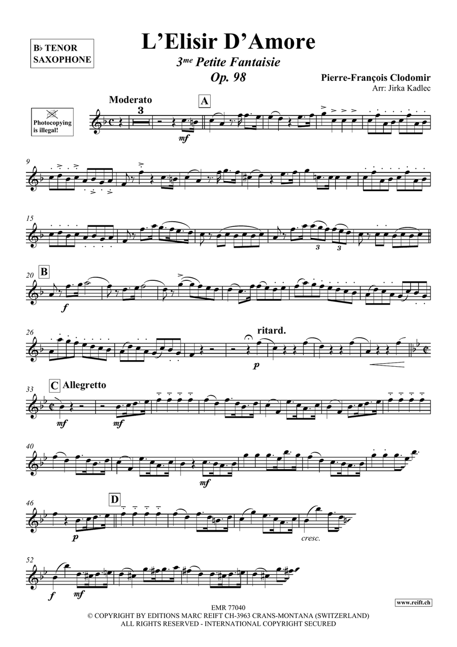 L'Elisir D'Amore L'Elisir D'Amore Tenor Saxophone scores gallery preview page 3