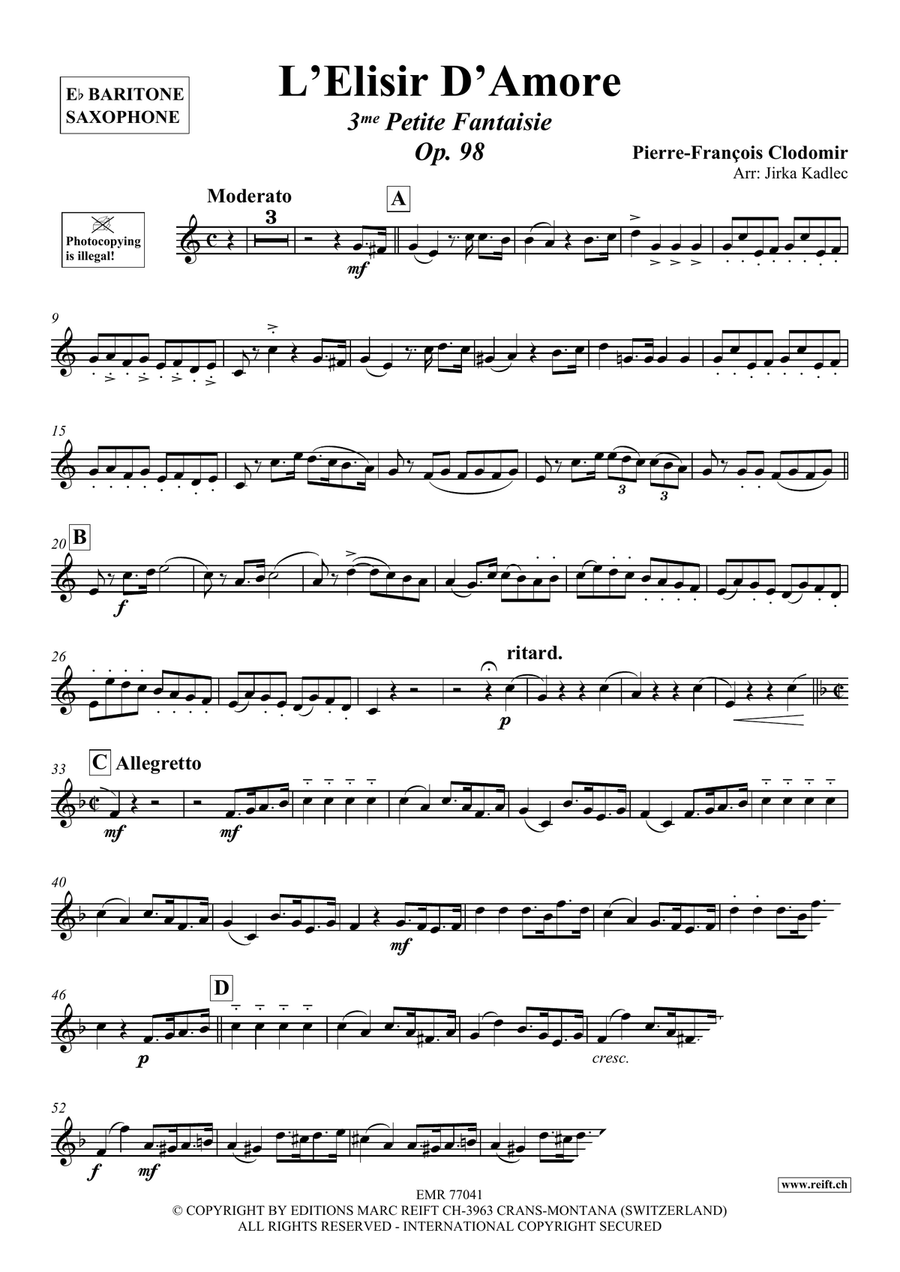L'Elisir D'Amore L'Elisir D'Amore Baritone Saxophone scores gallery preview page 3