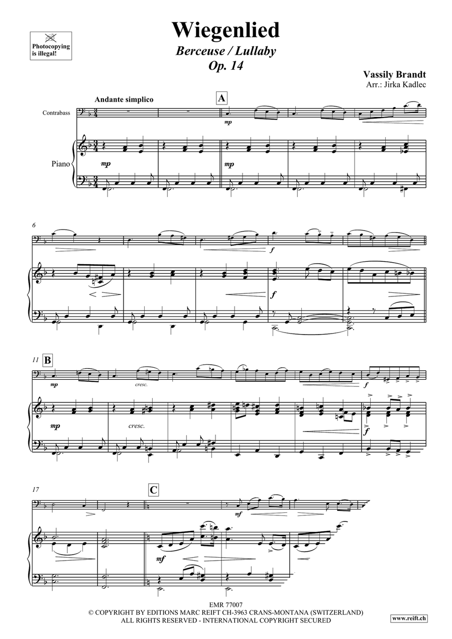 Wiegenlied Wiegenlied Double Bass scores gallery preview page 3