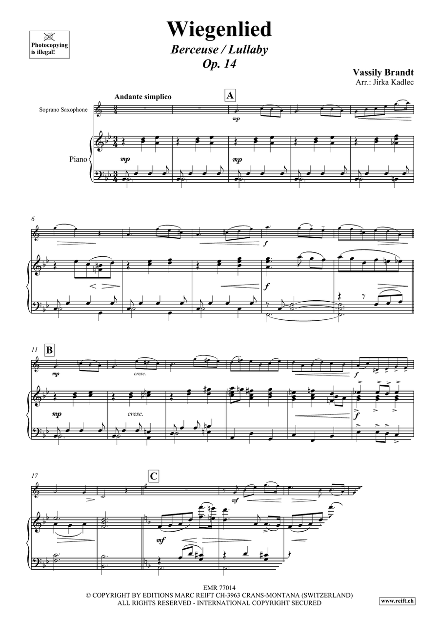 Wiegenlied Wiegenlied Soprano Saxophone scores gallery preview page 3